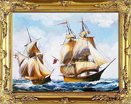 JVmoebel Gemälde Ölbild Bild Ölbilder Rahmen Bilder Seefahrt Schiffe Ölgemälde G06658 von JVmoebel