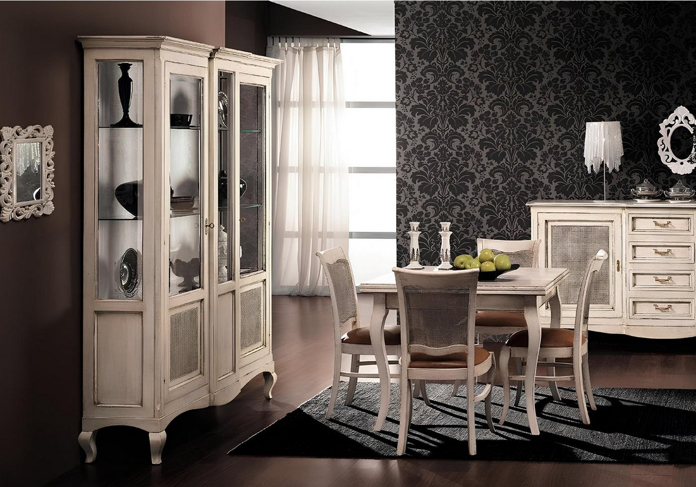 JVmoebel Glasvitrine Echtholz Vitrine mit Glas - Anrichte für das Wohnzimmer Möbel Made in Europa von JVmoebel
