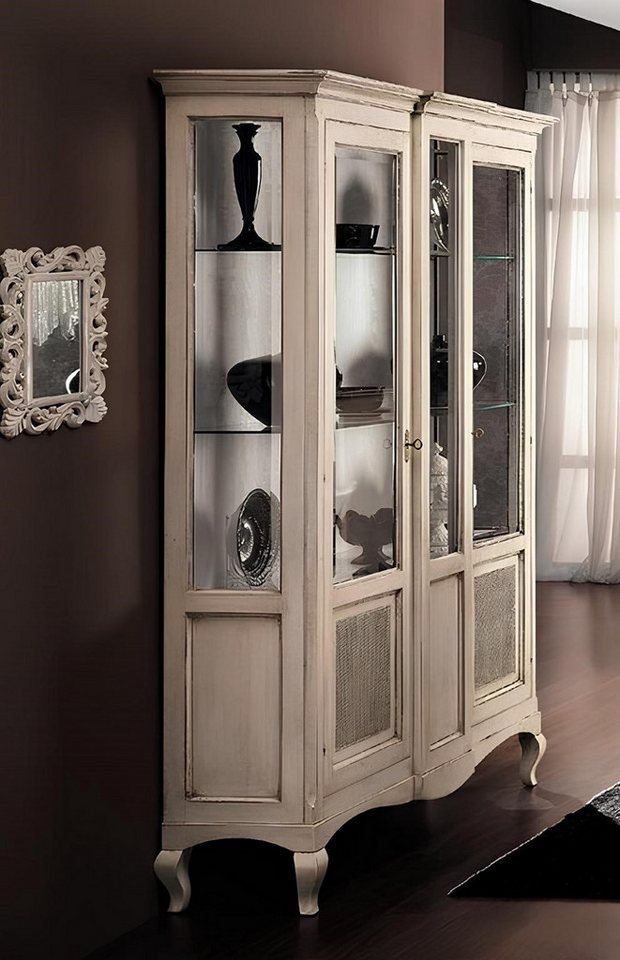 JVmoebel Glasvitrine Holz Vitrinen Glas Schrank Echtholz Anrichte Vitrine Wohnzimmer Möbel Made in Europa von JVmoebel