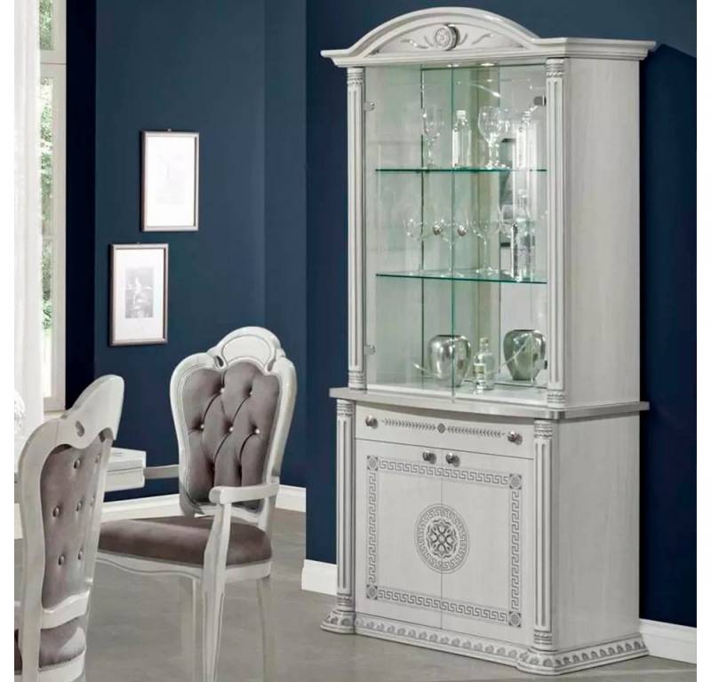 JVmoebel Glasvitrine Vitrine Anrichte Weiß Vitrinen Glas Schrank Schränke Holz Möbel Weiß Made in Europa von JVmoebel