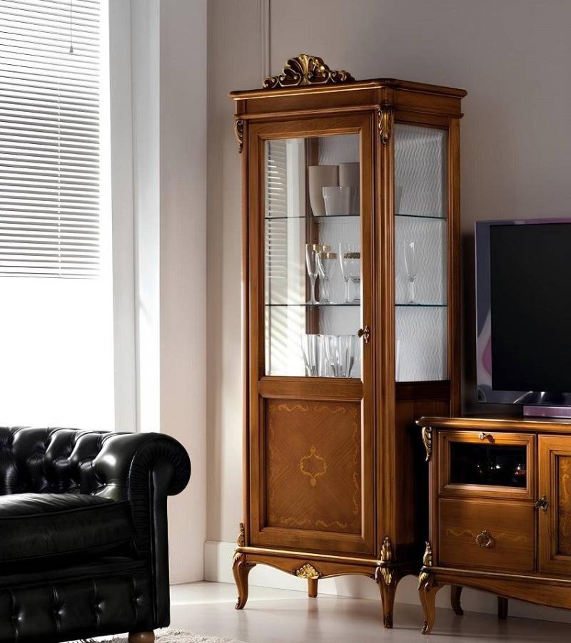 JVmoebel Glasvitrine Wohnzimmer Anrichte Glas Schrank Vitrine Esszimmer Anrichte Holz Made in Europa von JVmoebel