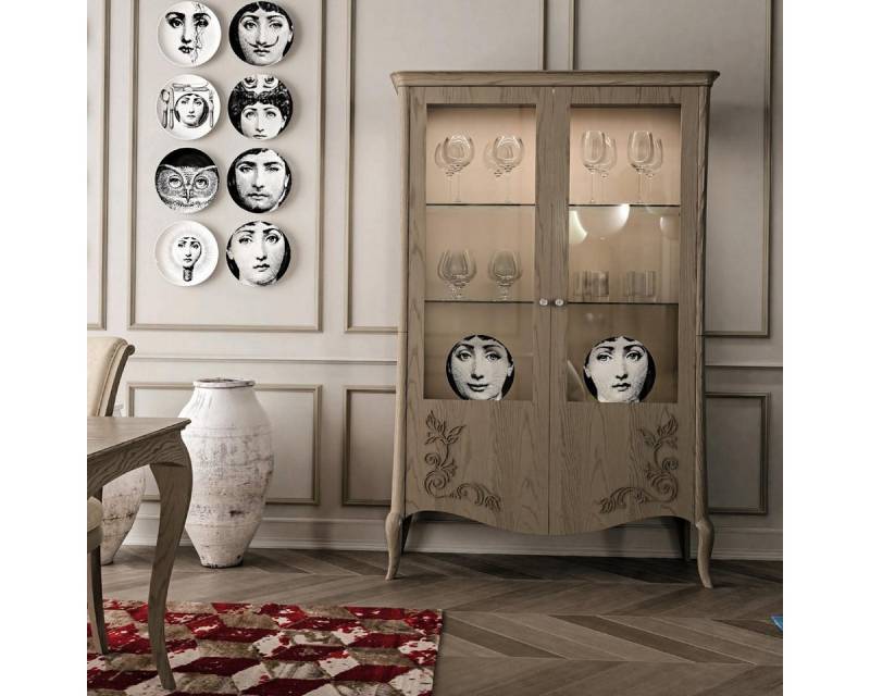 JVmoebel Vitrine Wohnzimmer Anrichte Glas Schrank Vitrine Esszimmer Anrichte Holz Made in Italy von JVmoebel