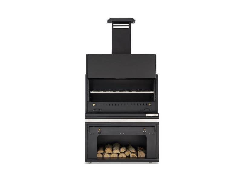 JVmoebel Grillkamin Eleganter Grillkamin aus Edelstahl in Schwarz für Garten und Terrasse, Made in Europe von JVmoebel