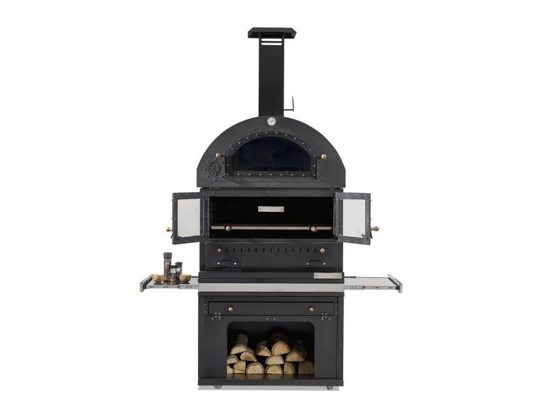 JVmoebel Grillkamin Eleganter Grillkamin aus Edelstahl in Schwarz für Garten und Terrasse, Made in Europe von JVmoebel
