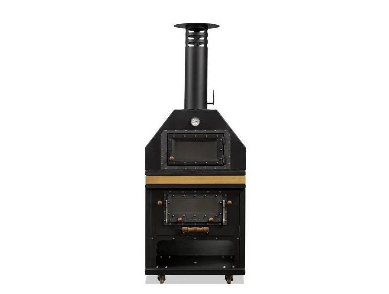 JVmoebel Grillkamin Schwarzer Gartenofen aus Holz und Edelstahl elegant für Außenbereich, Made in Europe von JVmoebel