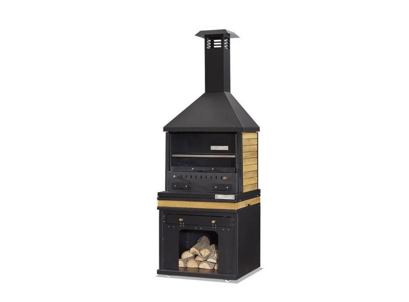 JVmoebel Grillkamin Schwarzer Grillkamin aus Holz und Edelstahl für Garten und Terrasse, Made in Europe JVmoebel Grillkamin Schwarzer Grillkamin aus Holz und Edelstahl für Garten und Terrasse, Made in Europe von JVmoebel