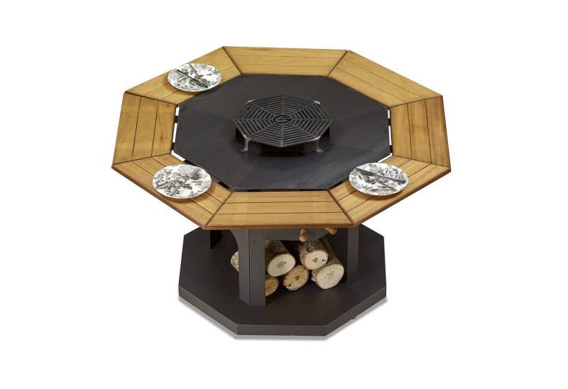 JVmoebel Grillkamin Schwarzer Grilltisch aus Holz und Edelstahl für Garten und Outdoor, Made in Europe JVmoebel Grillkamin Schwarzer Grilltisch aus Holz und Edelstahl für Garten und Outdoor, Made in Europe von JVmoebel
