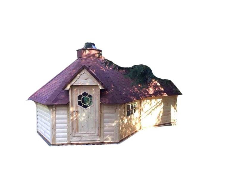 JVmoebel Grillkota Gartenhütte Grill Kota Holzhaus 9,2 m² Feuerstelle Braun, Made in Europe von JVmoebel