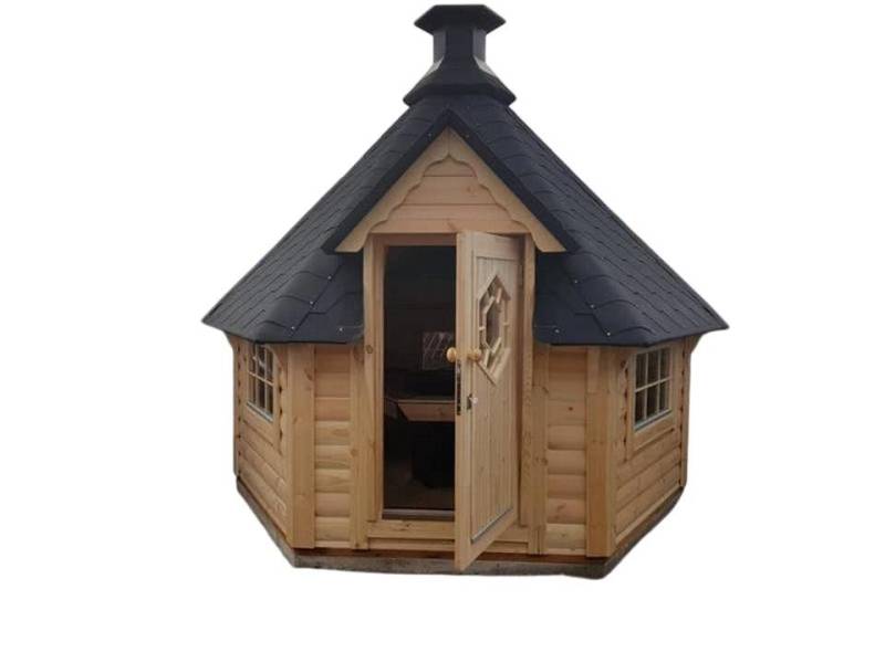 JVmoebel Grillkota Grillhütte 7 m² mit Feuerstelle - Grillkota für gemütliche Abende, Made in Europe von JVmoebel