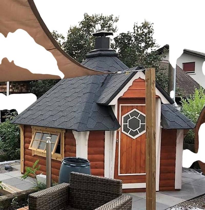 JVmoebel Grillkota Grillhütte mit Feuerstelle - Gemütliche Grillkota für Garten, Made in Europe von JVmoebel