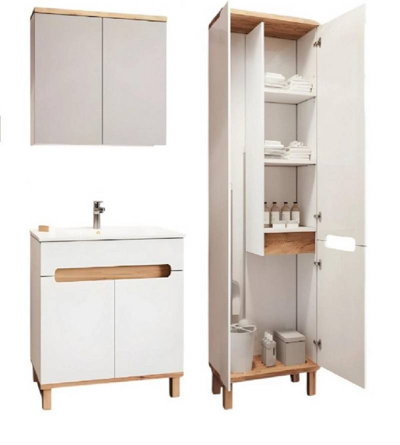 JVmoebel Hängeschrank Design Badezimmer Möbel 4tlg Set Schrank Waschbecken Wandschrank mit (Hängeschrank) Made in Europa von JVmoebel