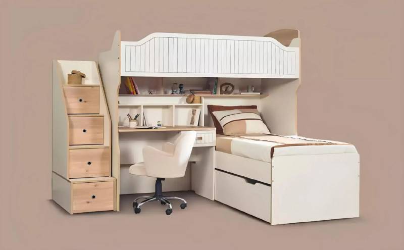 JVmoebel Hochbett Hochbett mit Schreibtisch und zwei Schlafplätzen im Etagenstil Made in Europa JVmoebel Hochbett Hochbett mit Schreibtisch und zwei Schlafplätzen im Etagenstil Made in Europa von JVmoebel