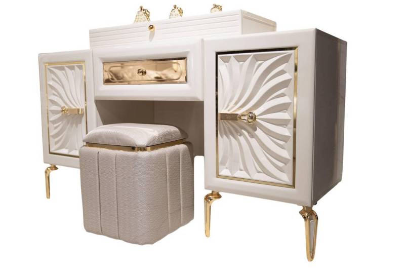 JVmoebel Hocker Beiger Holz-Textil Pouf Hocker Eleganter Sitz- und Fußhocker (Maße Hocker), Made in Europe von JVmoebel