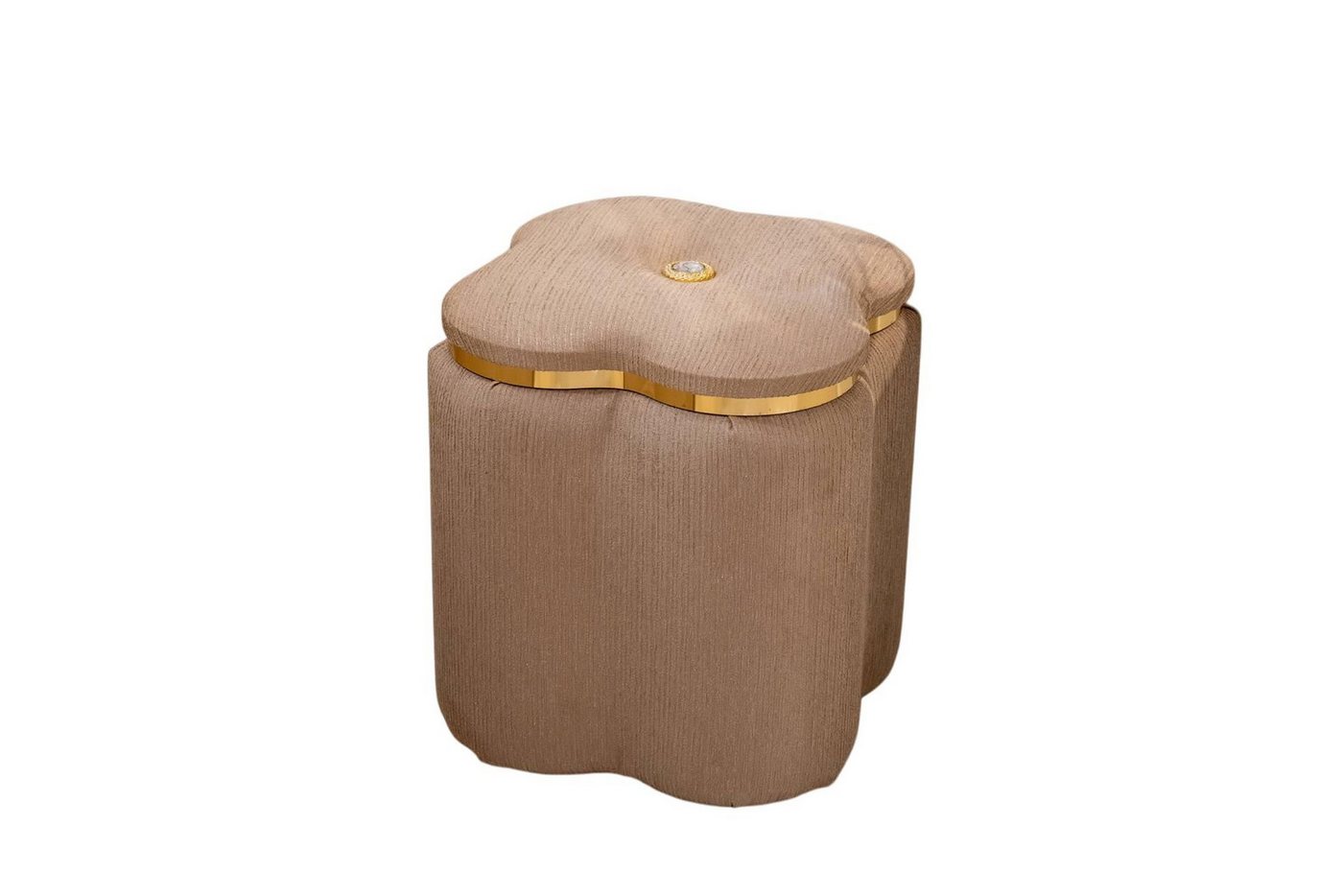 JVmoebel Hocker Beiger Holz-Textil Pouf modern Elegant Sitz- und Fußhocker (Maße ​​​​​​​Puff), Made in Europe von JVmoebel