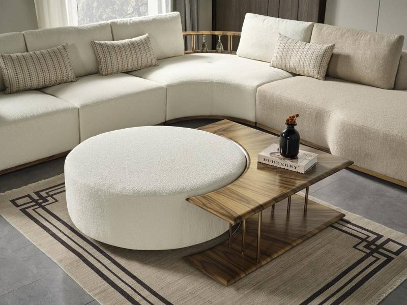 JVmoebel Polsterhocker Hocker Wohnzimmer neu Holz mit Textil Design Polster weiß Modern, Made in Europa von JVmoebel
