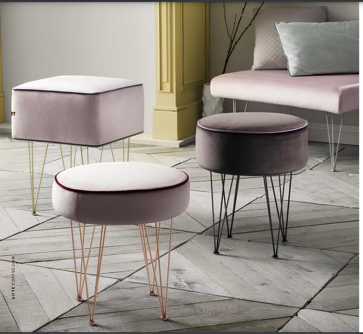 JVmoebel Hocker Moderner eleganter rosa Pouf Sitzhocker Ottoman Relax (Hocker), Made in Europa von JVmoebel