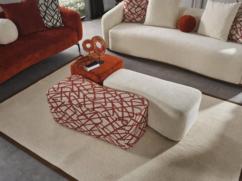 JVmoebel Hocker Stoff Pouf Sitzhocker Fußbank Hocker Pouf aus Textil (3 St., 3x Hocker), Made in Europa von JVmoebel