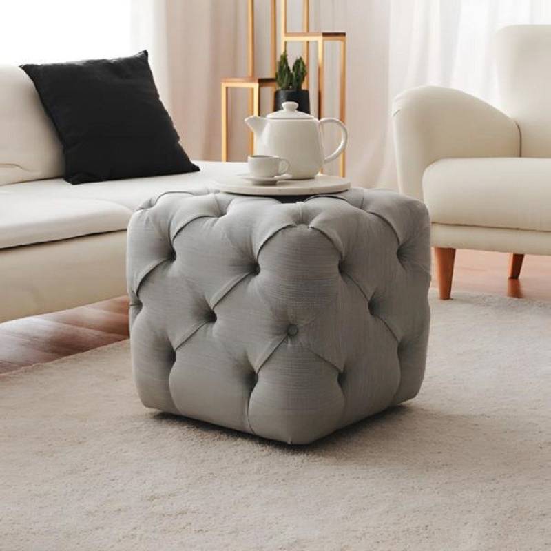 JVmoebel Hocker Würfelhocker Sitzhocker Hocker Puff Fußhocker Ottomane Stoff Grau Sitz (1 St., Hocker), Made in Europa von JVmoebel