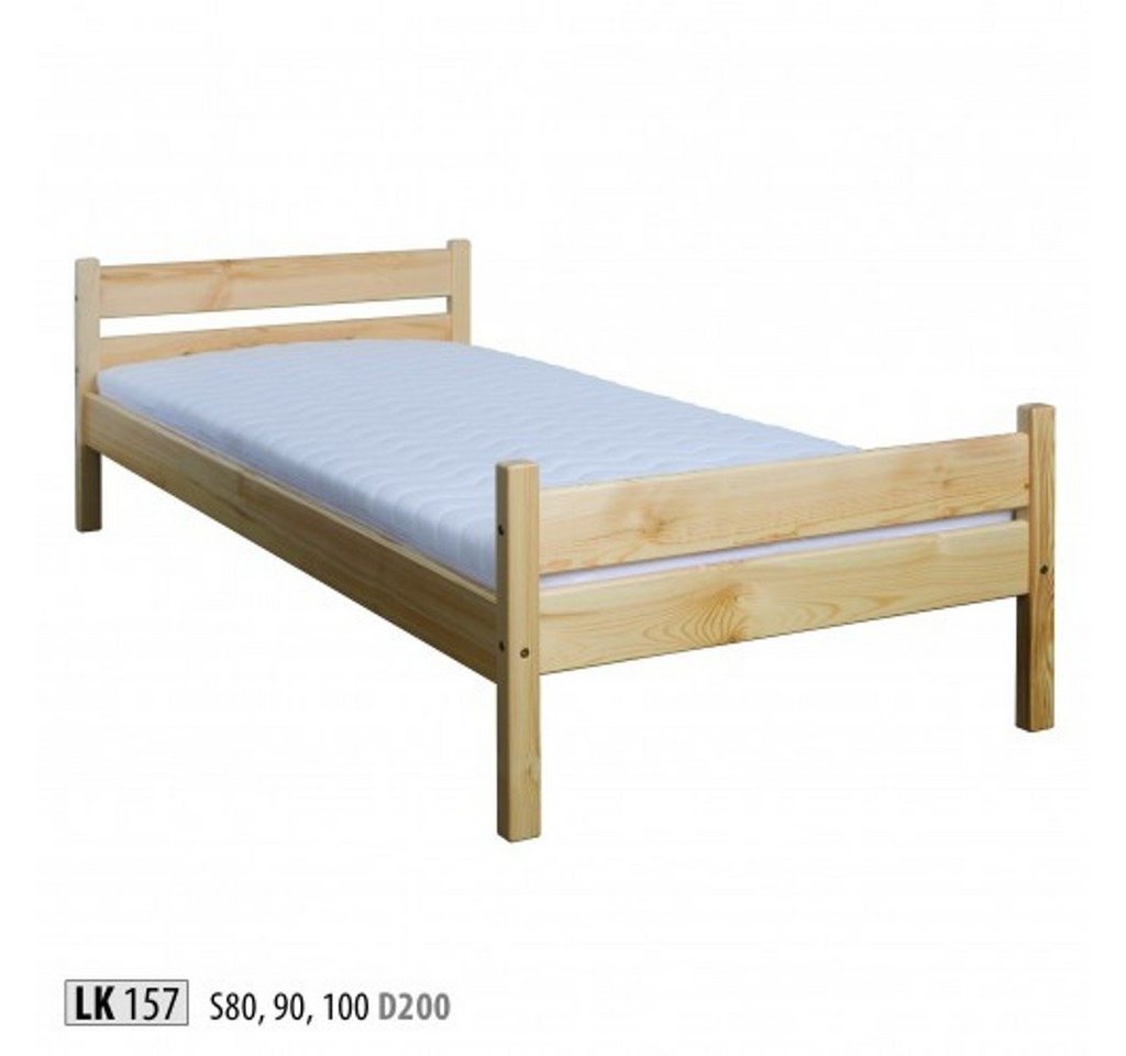 JVmoebel Holzbett, Bett Einzelbett Kieferbett Vollholz Holzbett 100x200 Bettgestell Holz von JVmoebel