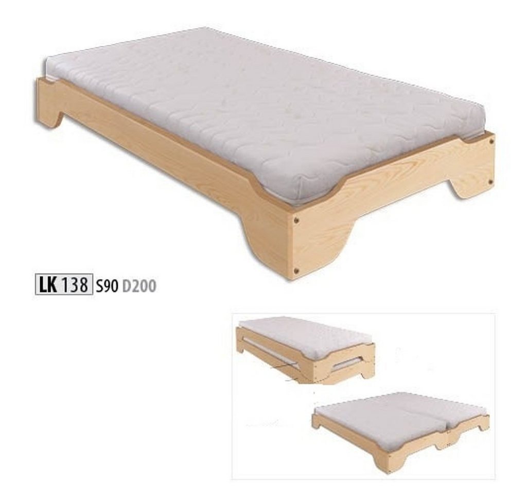 JVmoebel Holzbett, Bett Massivholz 90x200 Einzelbett Jugendbett Vollholzbett Holz Neu von JVmoebel