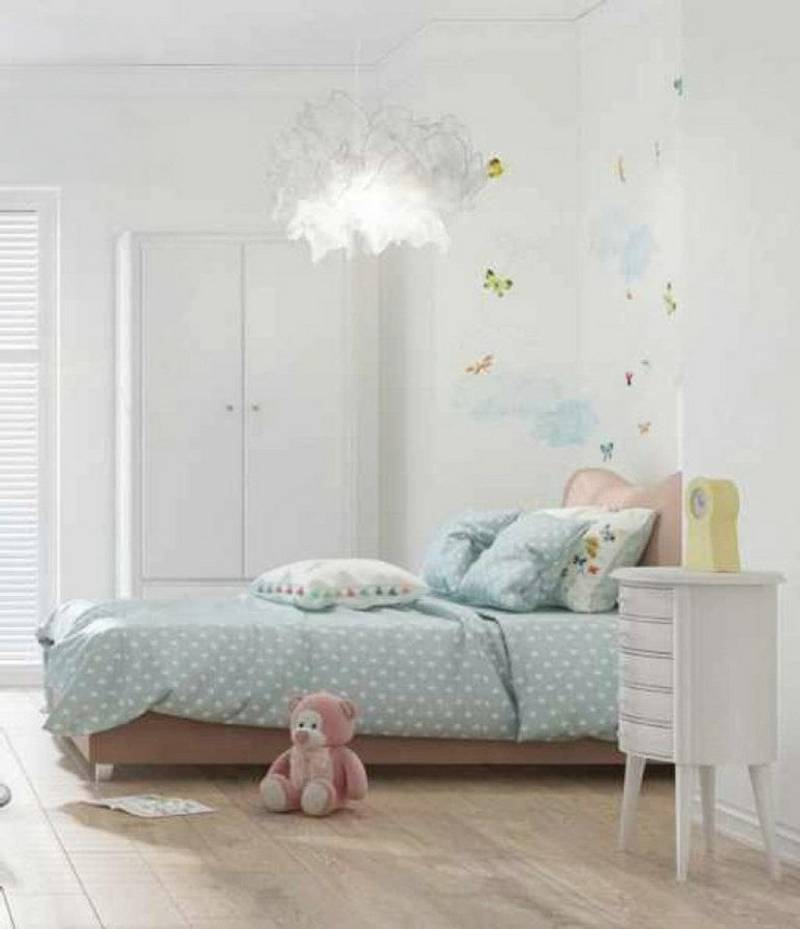 JVmoebel Jugendzimmer-Set Kinderzimmer Kinderbett Bett Nachttisch Kleiderschrank Holz Möbel Weiß, Made in Europa von JVmoebel