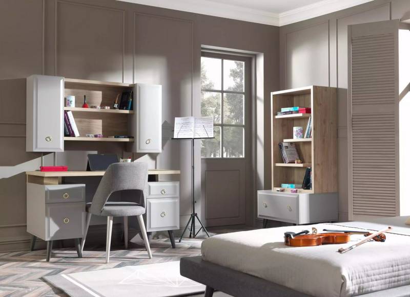 JVmoebel Jugendzimmer-Set Computertisch Schreibtisch Kinderschreibtisch Holz Set Tisch, (3-tlg., Schreibtisch, 2x Bücherregal), Made in Europa von JVmoebel