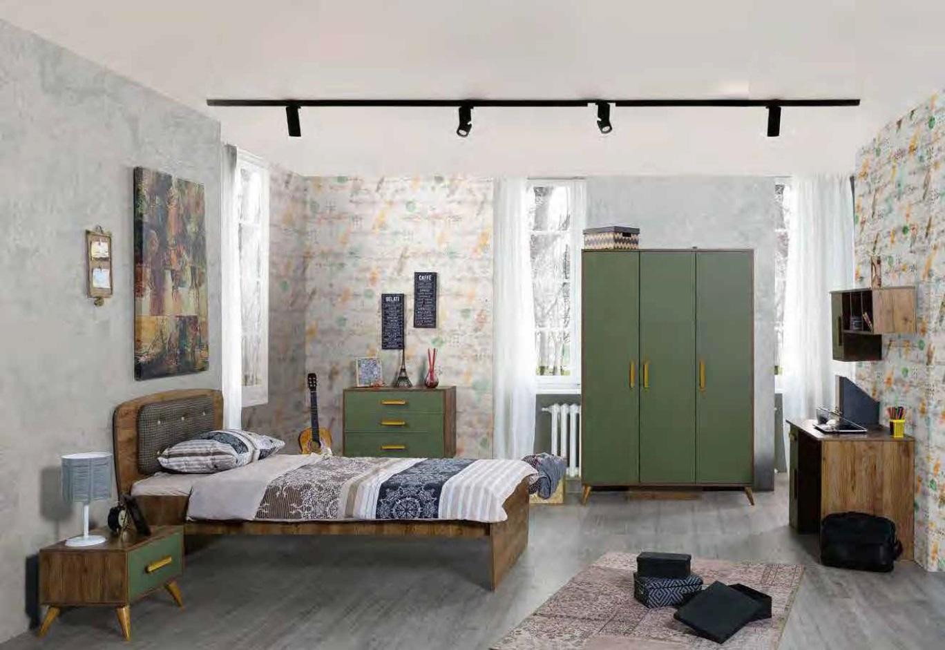 JVmoebel Jugendzimmer-Set Design Set Einzelbett mit Schrank und Kommode – 5-teilig, Made in Europa von JVmoebel
