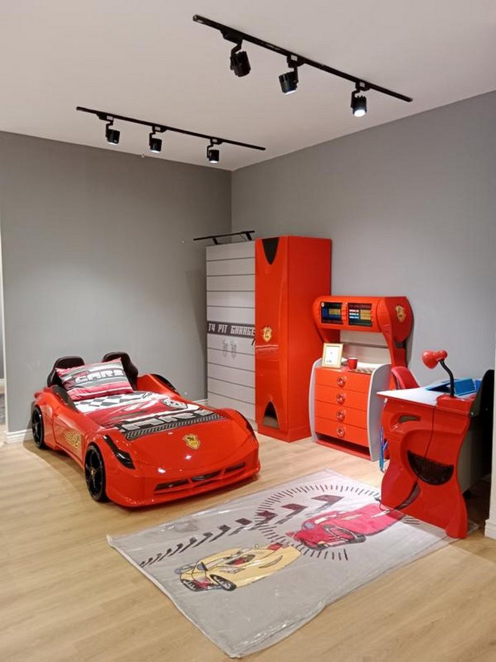 JVmoebel Jugendzimmer-Set Farbenfrohes Kinderzimmermöbel-Set für stilvolle Schlafräume, (4-tlg., Bett, Kleiderschrank, Kommode mit Spiegel, Schreibtisch), Made in Europa von JVmoebel