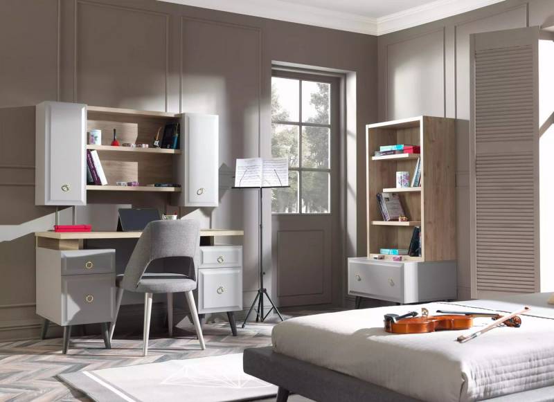 JVmoebel Jugendzimmer-Set Holztisch Set für Kinder – Computertisch und Schreibtisch, (3-tlg., Schreibtisch, 2x Bücherregal), Made in Europa von JVmoebel
