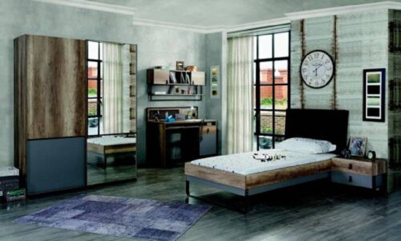 JVmoebel Jugendzimmer-Set Jugendzimmer Set Bett Nachttisch Tisch Schlafzimmer Wandregal 5tlg., (5-tlg., 1xBett + 1xNachttisch + 1xKleiderschrank +1xSchreibtisch + 1xWandregal), Made in Europa von JVmoebel