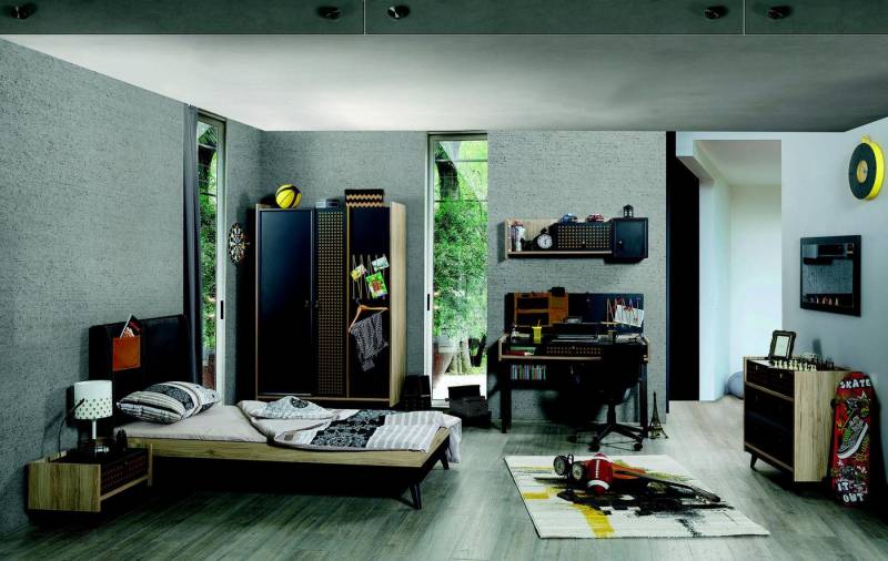 JVmoebel Jugendzimmer-Set Jugendzimmer Set: Bett, Nachttisch, Kleiderschrank & Kommode, (6-tlg., Jugendzimmer-Set 6tlg), Made in Europa von JVmoebel