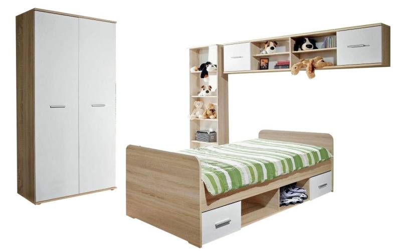 JVmoebel Jugendzimmer-Set Kinderzimmer Komplett Bett Kleiderschrank Bücherregal Wandregal, (4-St., Bett/Kleiderschrank/Regal/Bücherregal), Made in Europa von JVmoebel