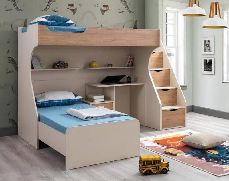 JVmoebel Jugendzimmer-Set Kinderzimmer Möbelset aus Holz in Braun mit Bett, Nachttisch, (3-tlg., Kinderbett, Nachttisch, Schreibtisch), Made in Europe von JVmoebel