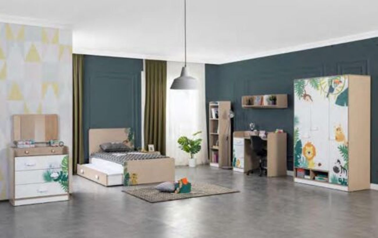 JVmoebel Jugendzimmer-Set Kinderzimmer Set Bett Schreibtisch Kleiderschrank Holz Möbel 5tlg von JVmoebel