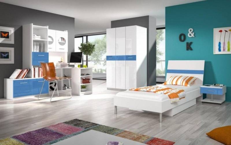 JVmoebel Jugendzimmer-Set Kinderzimmer Set Tisch Bett Kleiderschrank Kommode 5tlg Jugendzimmer, Made in Europa von JVmoebel