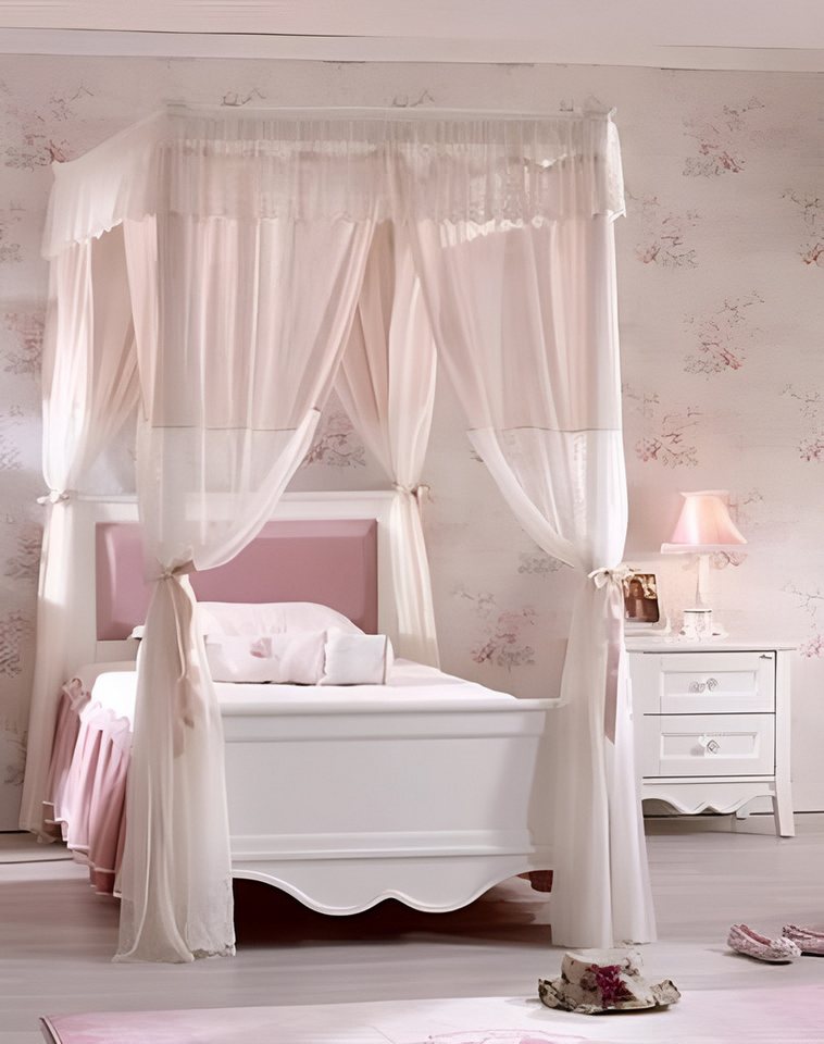 JVmoebel Jugendzimmer-Set Kinderzimmer-Set in Weiß aus Holz mit modernem Design, (4-tlg., Kinderbett, Nachttisch, Schrank, Schreibtisch), Made in Europe von JVmoebel