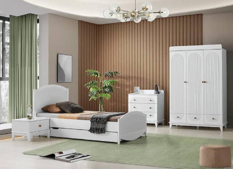 JVmoebel Jugendzimmer-Set Komplett Jugendzimmer Kinderzimmer Set Kleiderschrank Kommode Bett, (4-tlg., Bett + Nachttisch + Kleiderschrank + Kommode), Made in Europa von JVmoebel