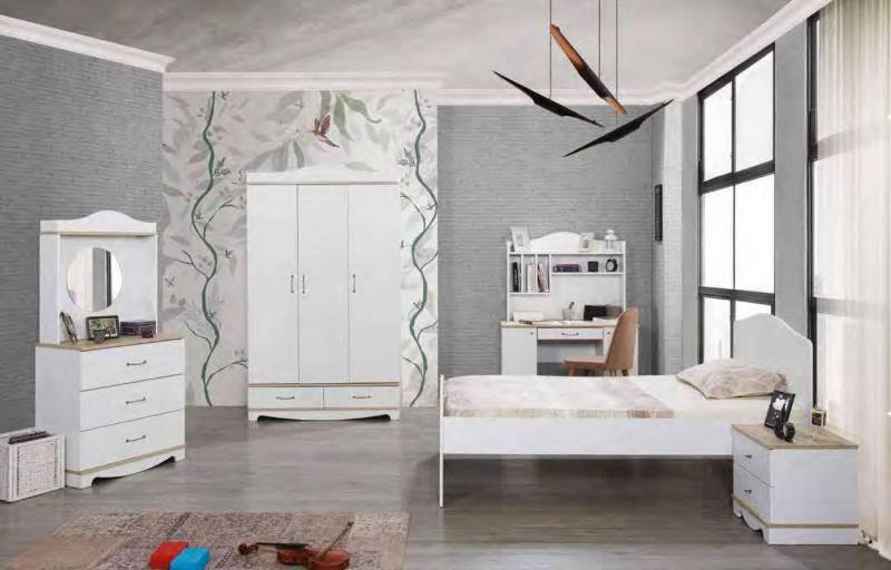 JVmoebel Jugendzimmer-Set Komplett Set Bett Kleiderschrank Kommode 5tlg Möbel, Made in Europa von JVmoebel