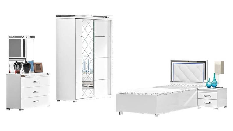 JVmoebel Jugendzimmer-Set Komplette Jugendzimmer Kleiderschrank 4tlg Weiß Schlafzimmer, (4-tlg., Jugendzimmer-Set 4 tlg), Made in Europa von JVmoebel