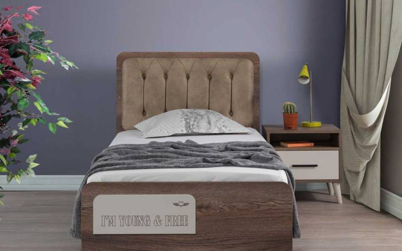 JVmoebel Jugendzimmer-Set Luxuriöses 2-teiliges Set: Braunes Kinderbett aus Holz mit Nachttisch, (2-tlg., Bett + 2x Nachttische), Made in Europa von JVmoebel