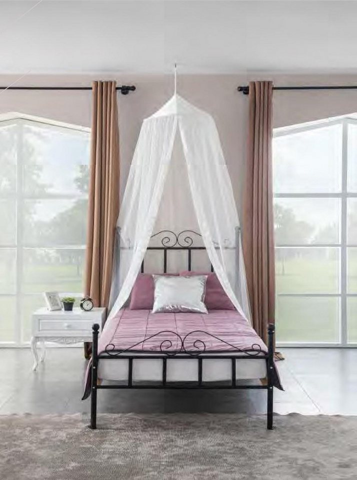 JVmoebel Jugendzimmer-Set Metall-Himmelbett Schlafzimmermöbel Set mit Nachttisch in Weiß, Made in Europa von JVmoebel