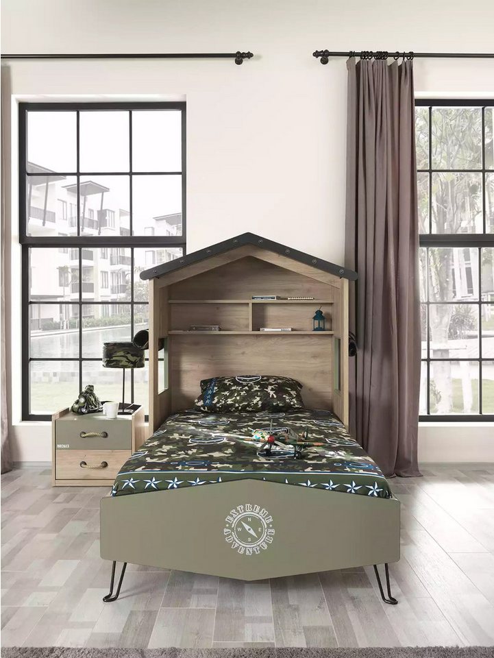 JVmoebel Jugendzimmer-Set Modern Jugendzimmer Set Kindermöbel Kinderbett Nachttisch Holz Grün, (2-tlg., Bett + Nachttisch), Made in Europa von JVmoebel