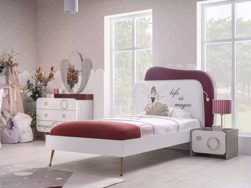 JVmoebel Jugendzimmer-Set Moderne Kindermöbel Luxus Garnitur Bett Kommode Spiegel Nachttisch, (4-tlg., Bett + Nachttisch + Kommode + Spiegel), Made in Europa von JVmoebel