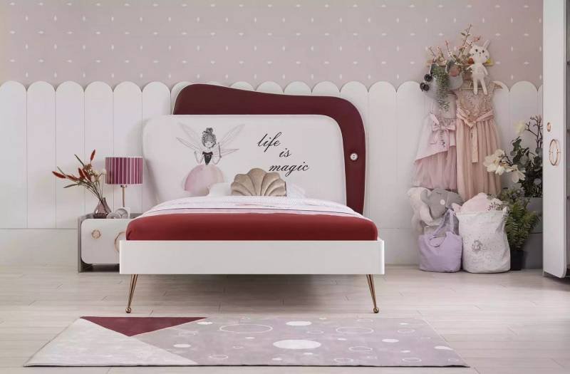 JVmoebel Jugendzimmer-Set Moderne Mädchen Schlafzimmermöbel Set mit Nachttisch aus Holz, (2-tlg., Bett + Nachttisch), Made in Europa von JVmoebel