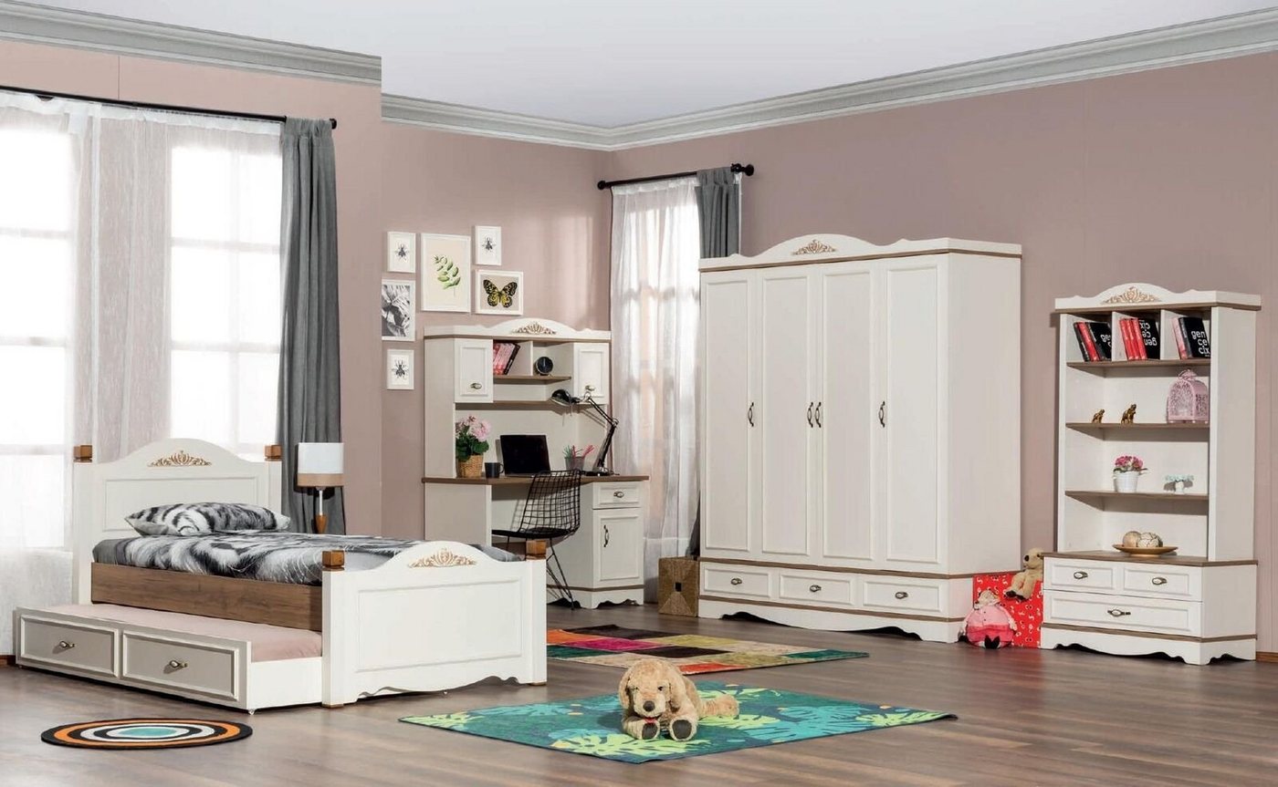 JVmoebel Jugendzimmer-Set Schlafzimmer Jugendzimmer Set Bett Nachttisch Bücherregal Tisch 5tlg, (4-St) von JVmoebel