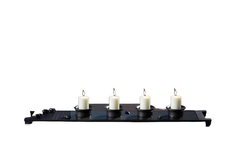 JVmoebel Kerzenhalter Tablett für Kerzen gemessen Messing Schwarz Patina-Finish von Hand (Tablett), Made in Europa von JVmoebel
