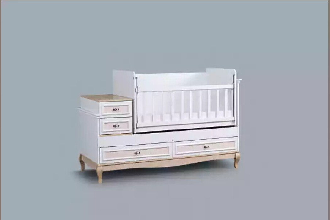 JVmoebel Kinderbett, Babybett Kinderbett Bett Set Schublade weiß im modernen Stil fürs von JVmoebel