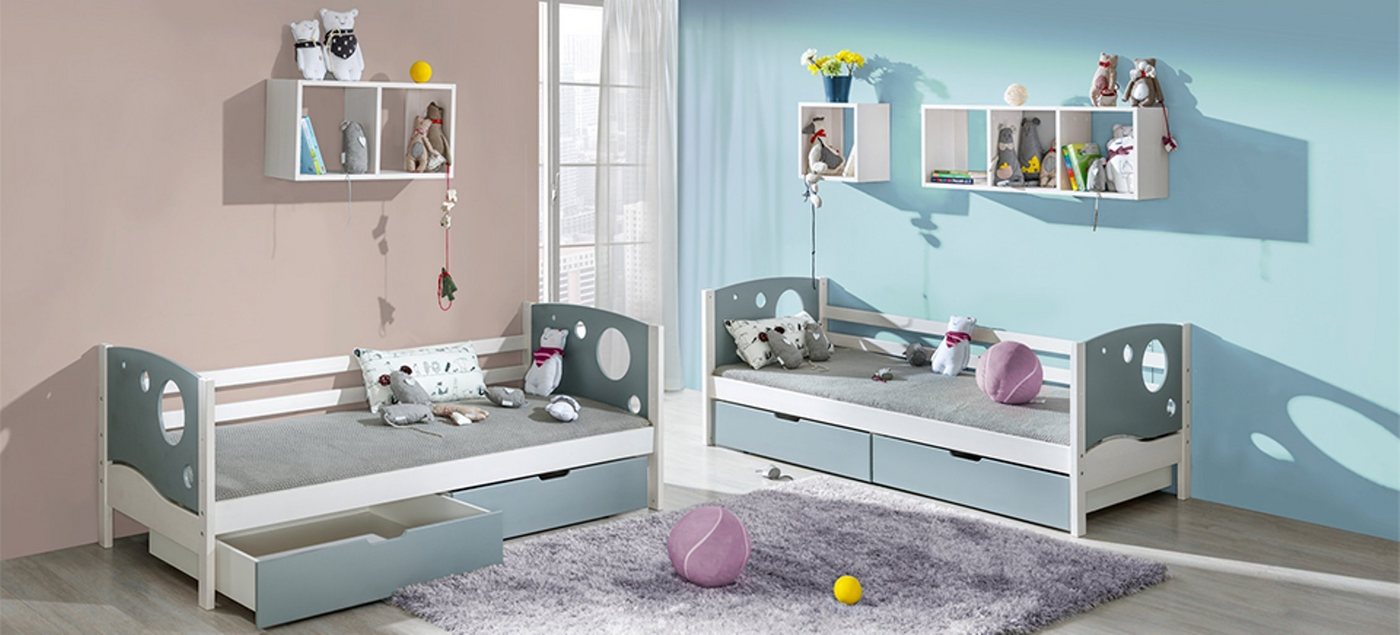 JVmoebel Kinderbett, Einzelbett Kinderbett Skandinavisch Kiefer Holz Schublade Kinder Bett von JVmoebel