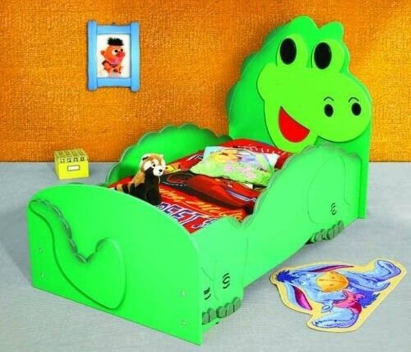 JVmoebel Kinderbett Jugendbett Bett Betten mit Matratze mit Tiermotiv Schlafbett Dino Grün, Made in Europa von JVmoebel