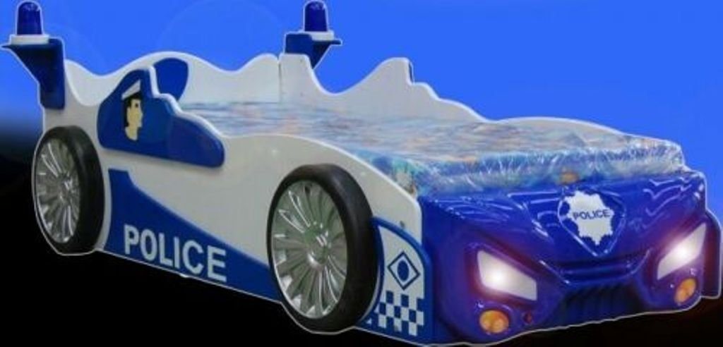 JVmoebel Kinderbett, Polizei Auto Bett Betten Kinderbett Polizeiauto Beleuchtet & Matratze von JVmoebel